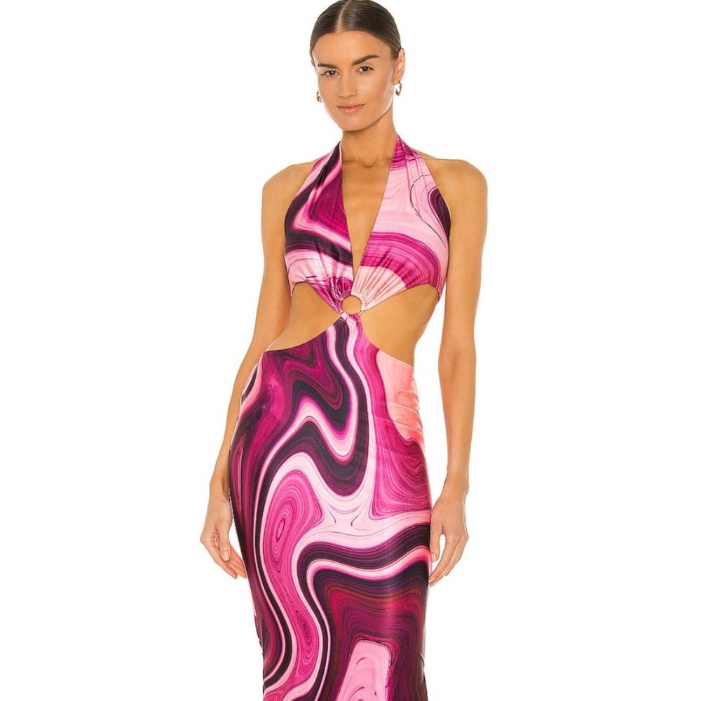 Farai London Gaia Long Dress Large Purple NEW NWT